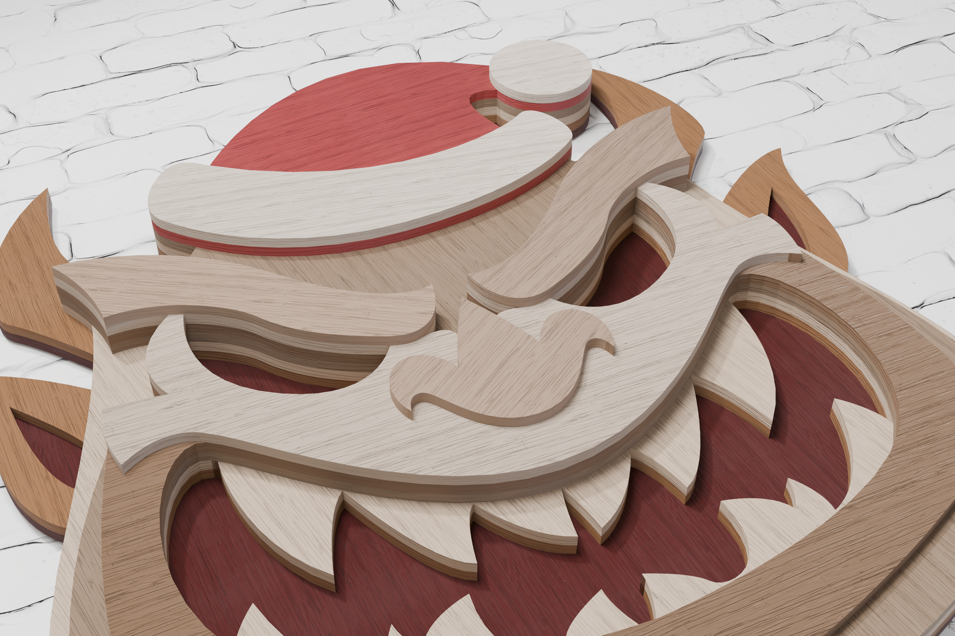 Layered Santa Demon Christmas plywood Shadow Box