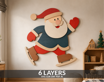 Layered Santa Skates SVG laser cut multilayer design