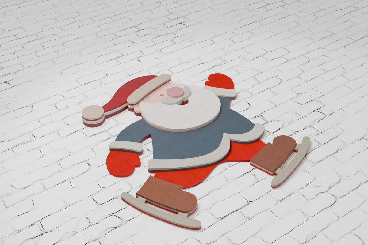 Layered Santa Skates laser cut file SVG DXF PDF