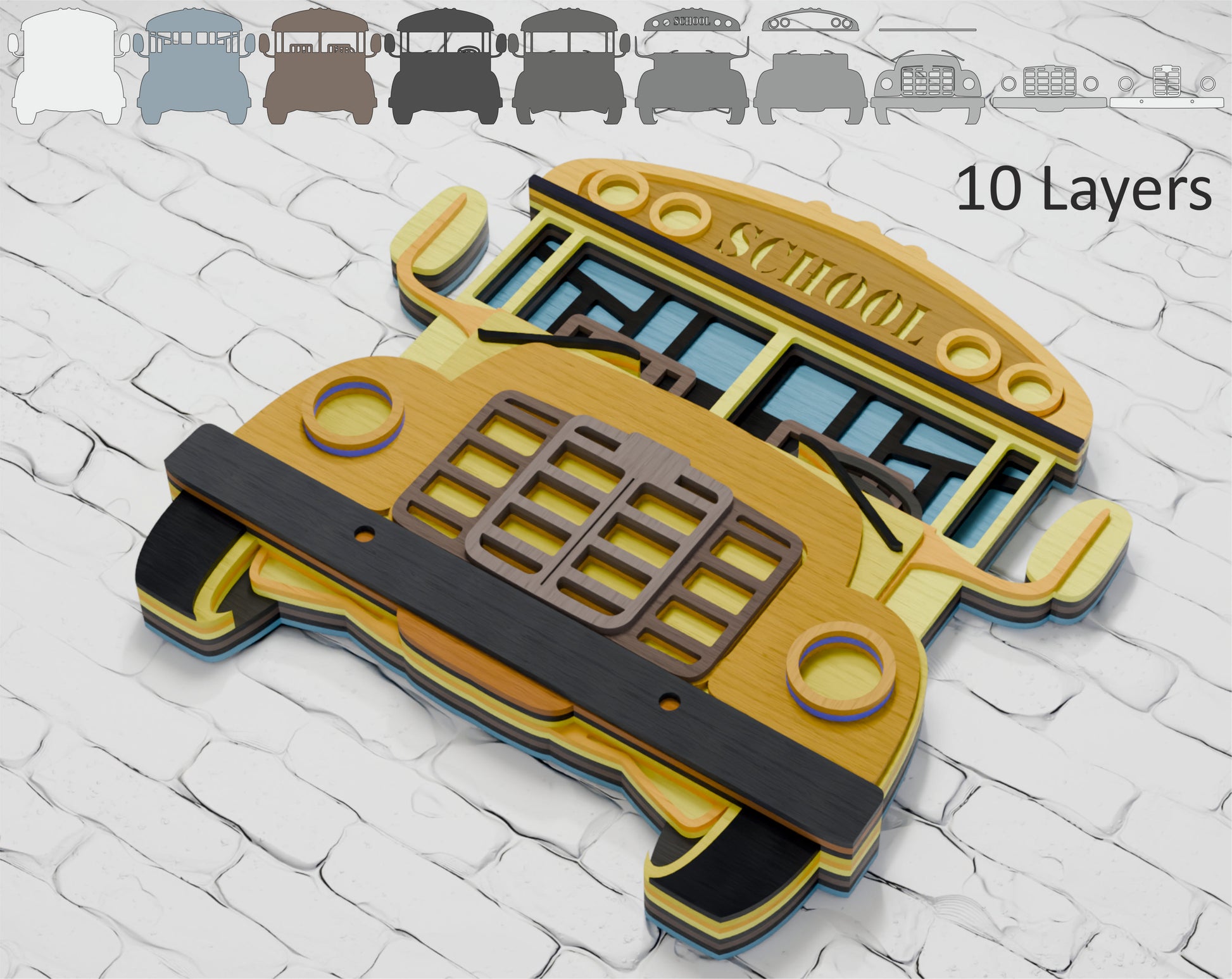 Layered School Bus SVG digital download Cricut Glowforge