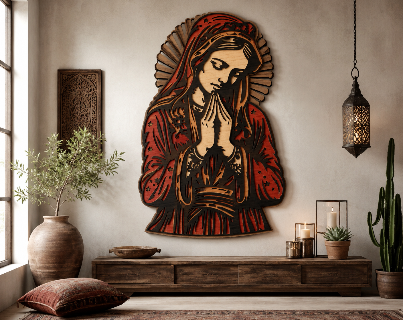 Layered Shadow Box Mother Mary