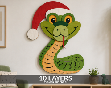 Layered Snake Christmas Santa SVG laser cut multilayer design