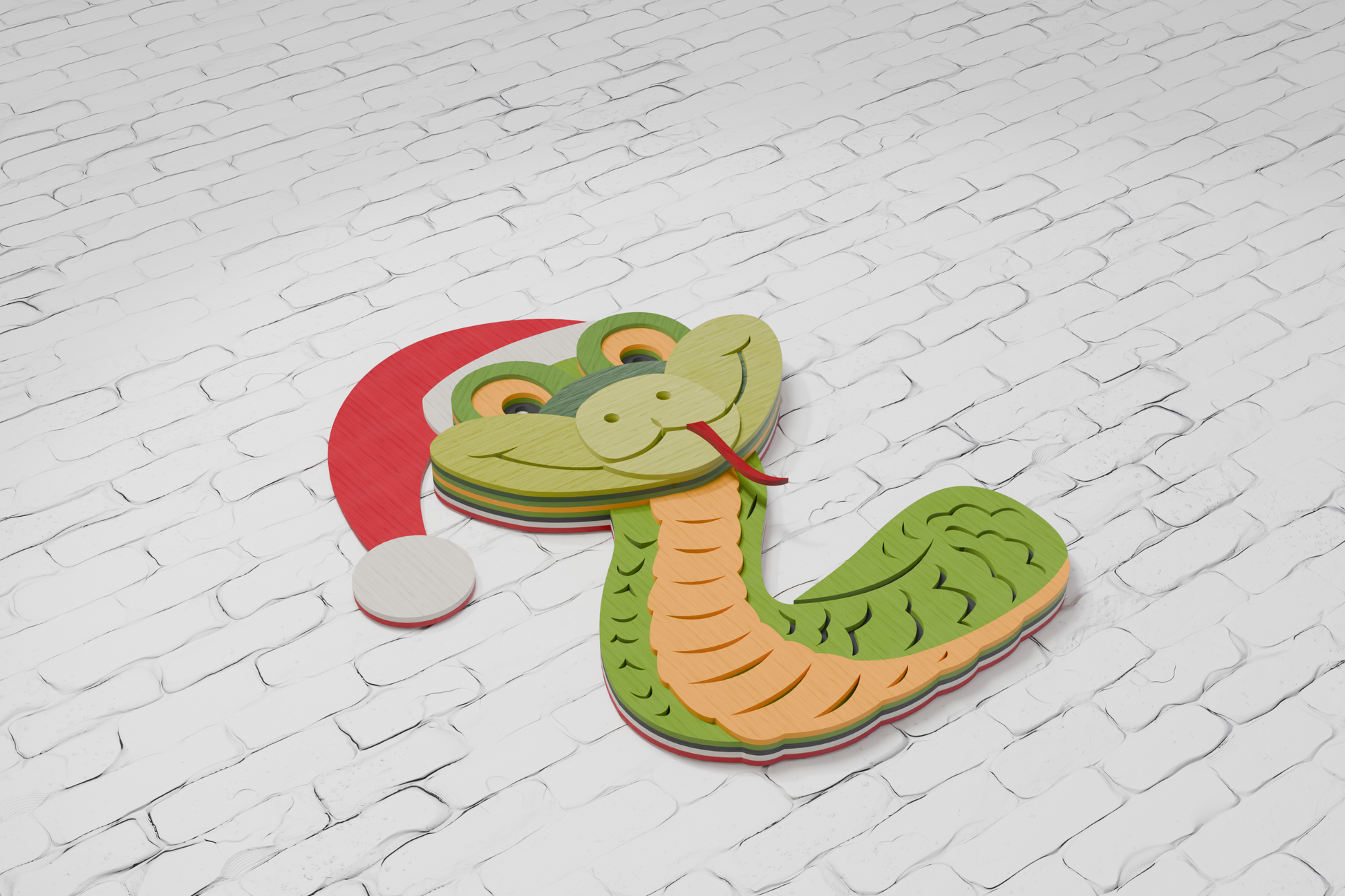 Layered Snake Christmas Santa laser cut file SVG DXF PDF