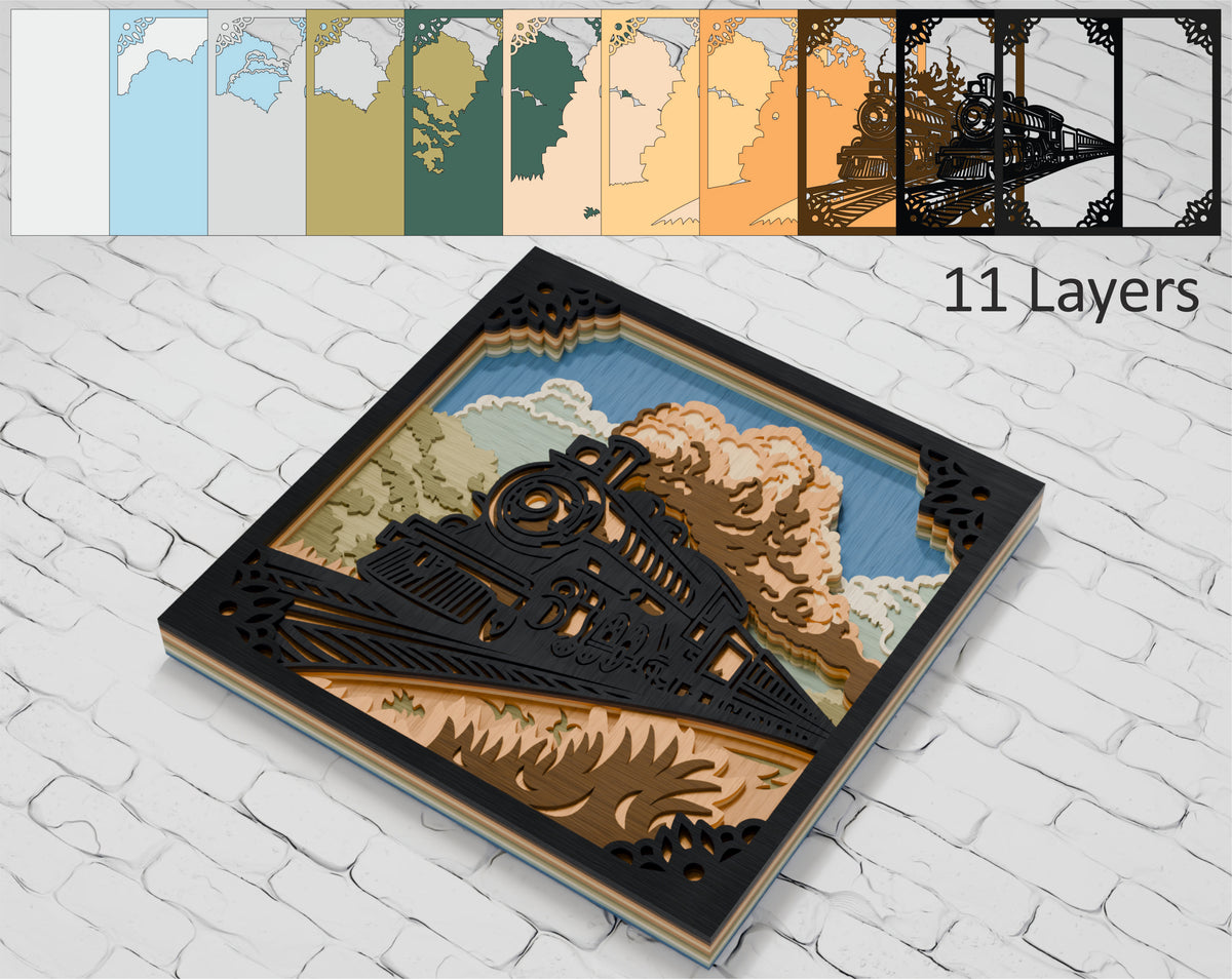 Layered Steam Train SVG digital download Cricut Glowforge