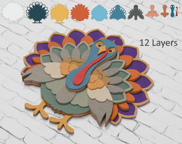 Layered Thanksgiving turkey vector template for Cricut