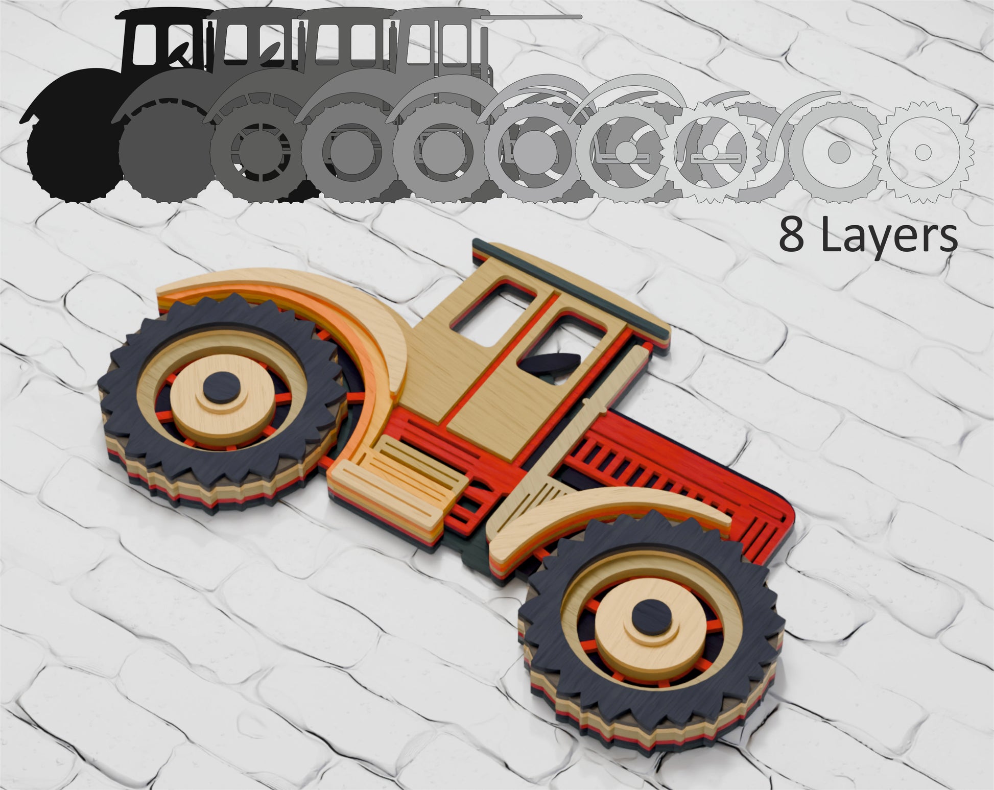 Layered Tractor SVG digital download Cricut Glowforge