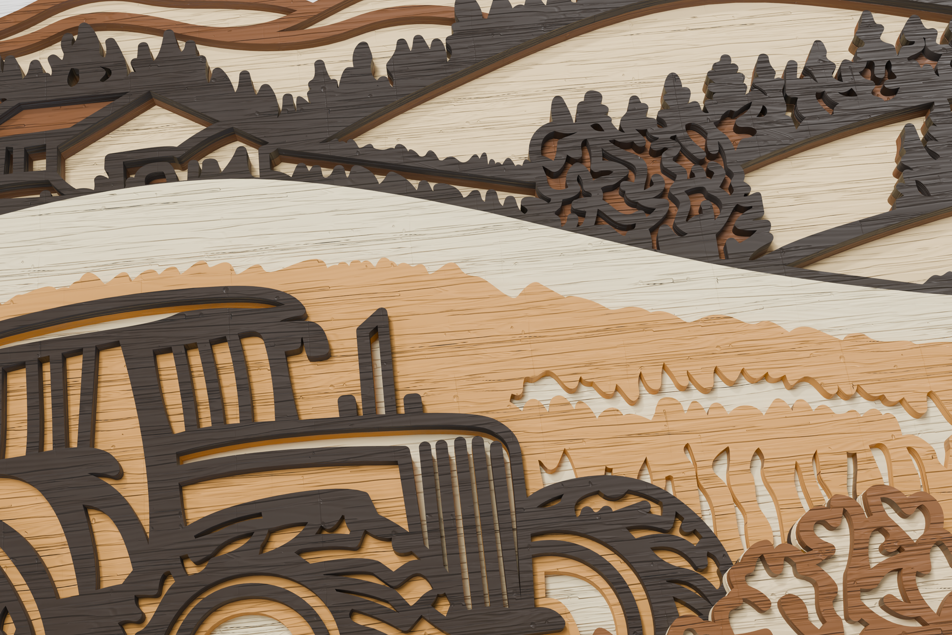 Layered Tractor SVG laser cut design for paper plywood