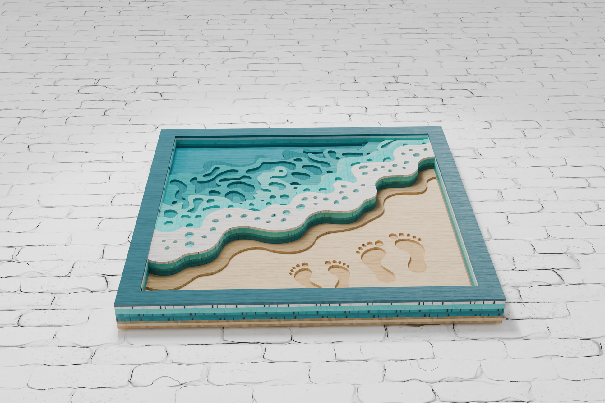 Layered beach scene SVG for Glowforge

