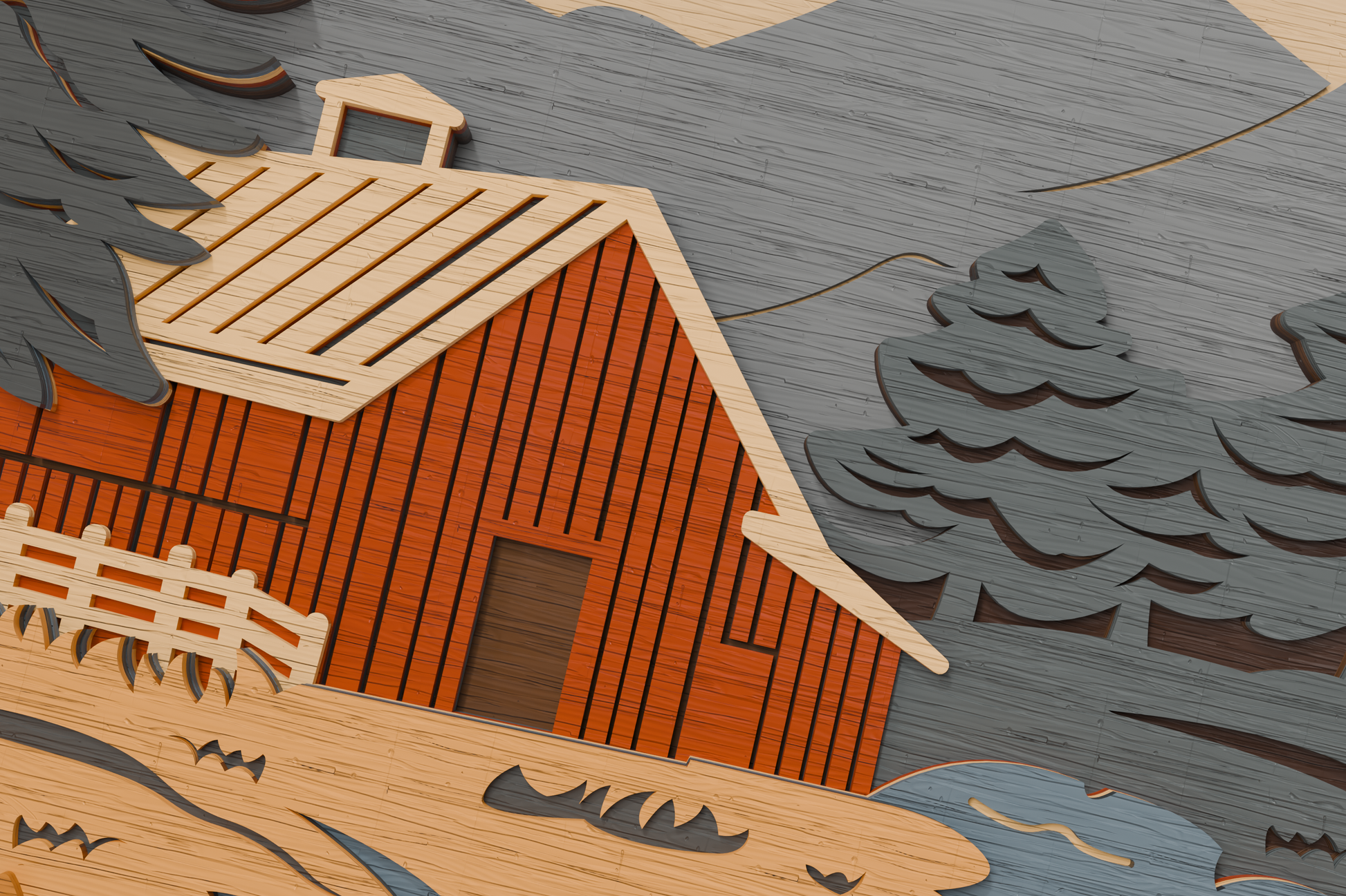 Layered countryside barn for Cricut maker

