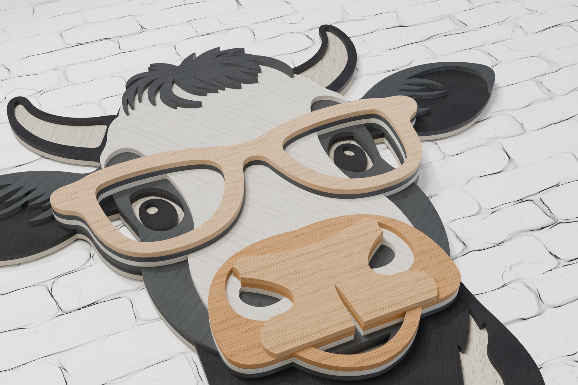 Layered cow with glasses for Cricut maker

