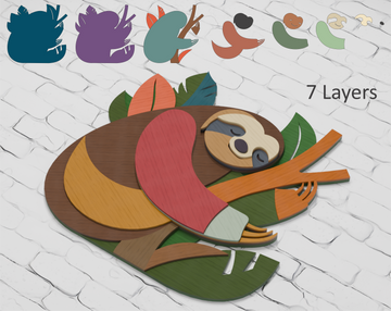 Layered cute sloth vector template for Cricut