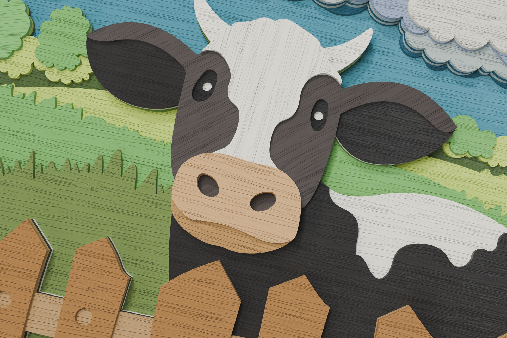 Layered farm cow laser cut file SVG DXF CDR AI
