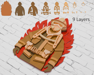 Layered firefighter design for Cricut