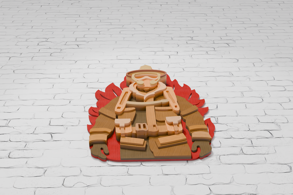 Layered firefighter papercut SVG DXF