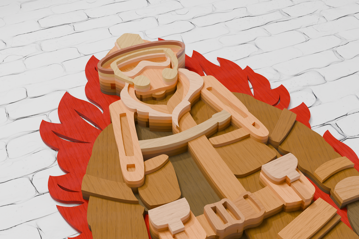 Layered firefighter plywood cut file