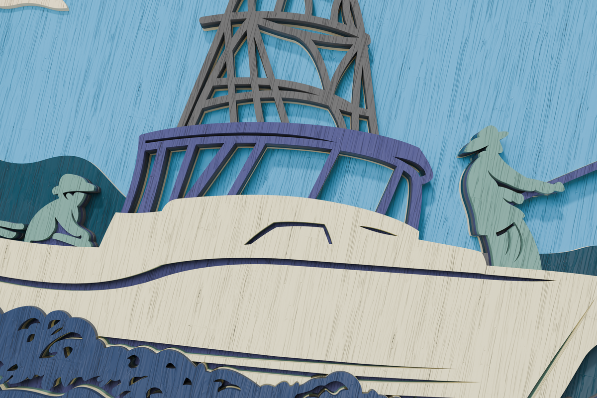 Layered fishing boat design for Cricut maker

