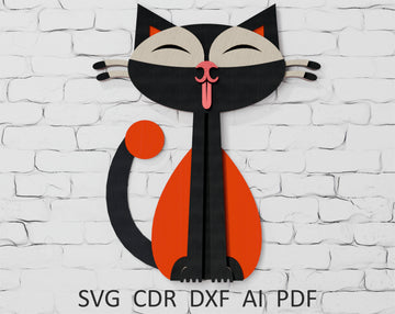Layered funny cat SVG cut file