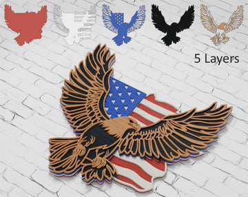 Layered patriotic eagle USA flag SVG DXF PDF CDR AI

