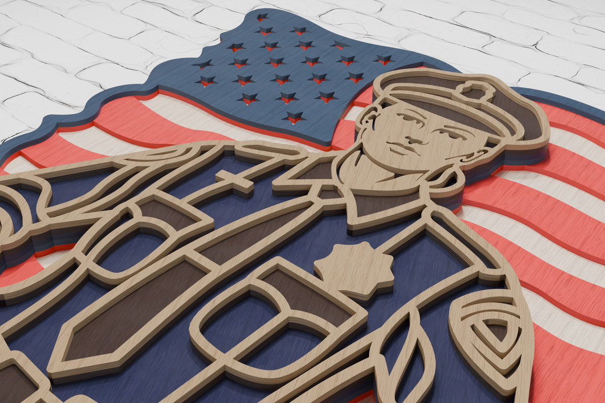 Layered patriotic police officer cut file for xTool and Silhouette
