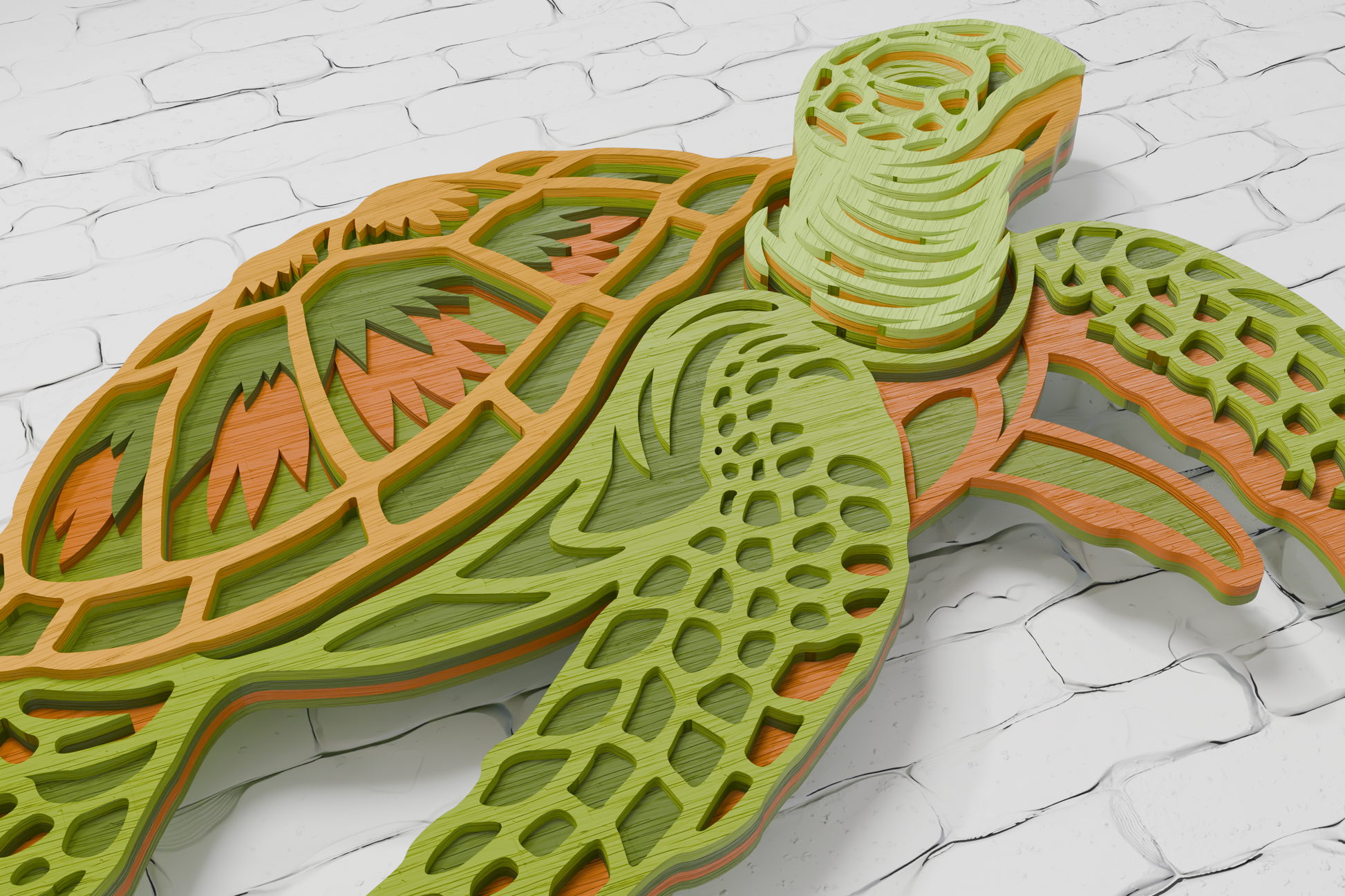 Layered sea turtle mandala cardboard art file

