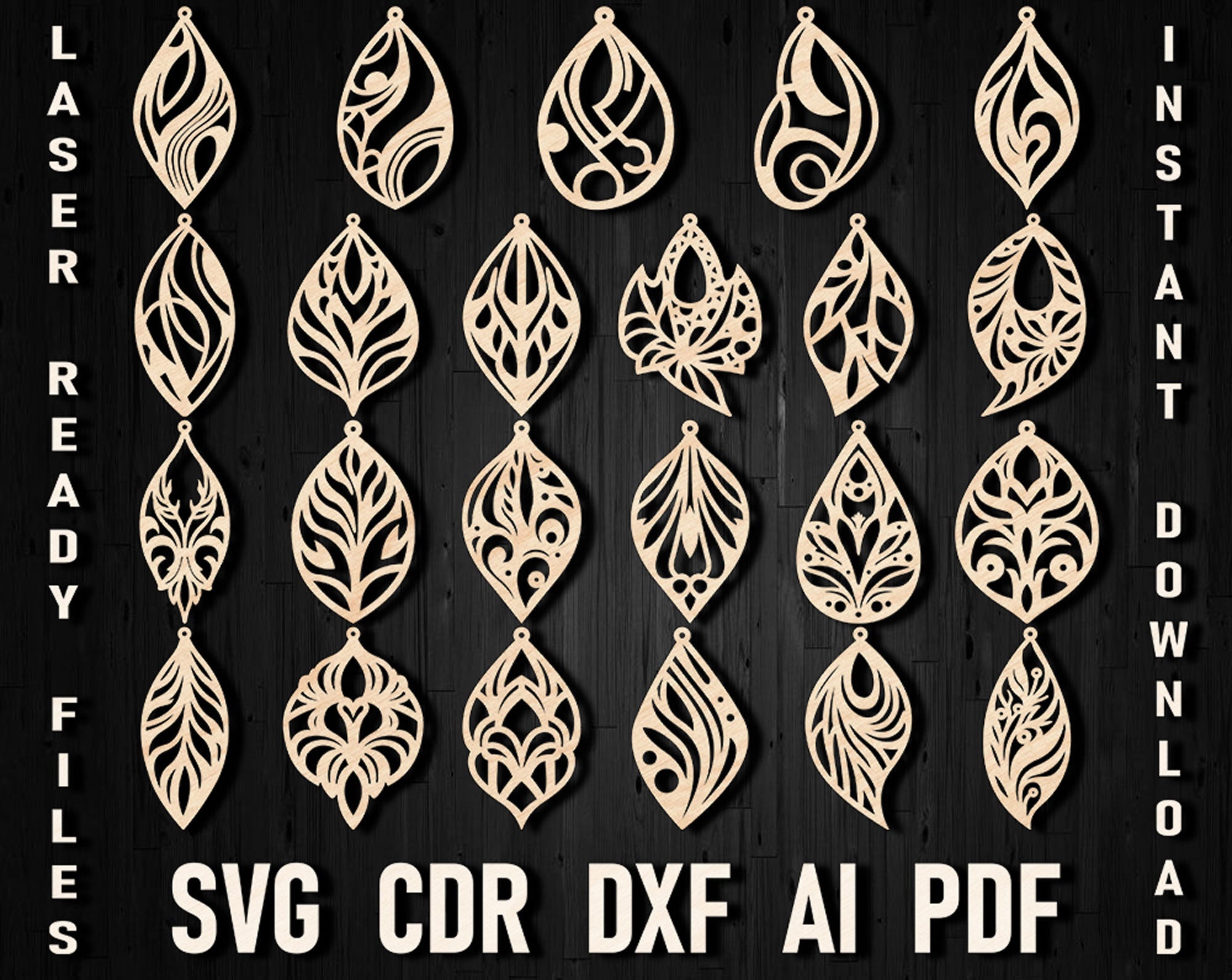 Leaves Earring Svg File Pattern For Glowforge And Cricut