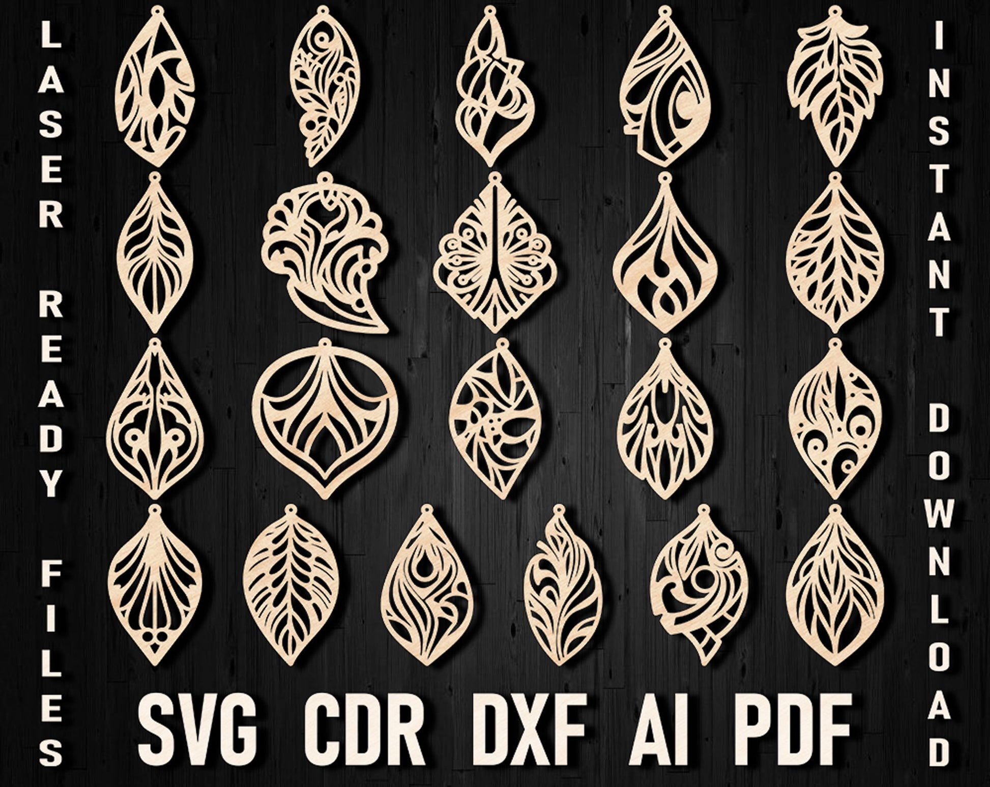 Leaf laser cut earring