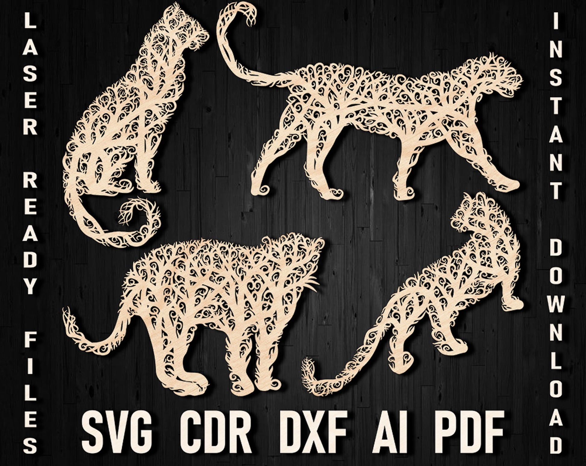 Leopard tree style wall art panel