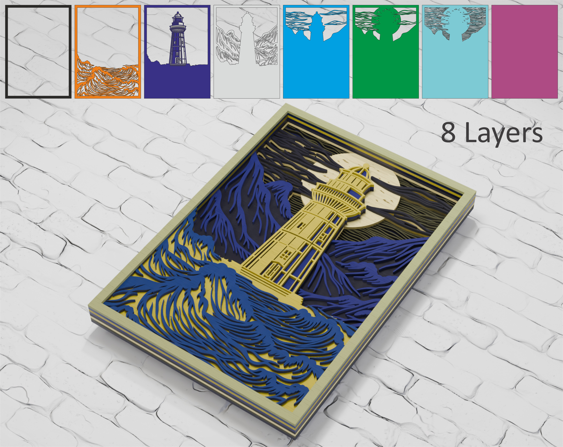 Lighthouse in Ocean Multilayer SVG File