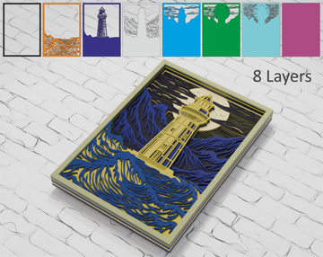 Lighthouse in Ocean Multilayer SVG File