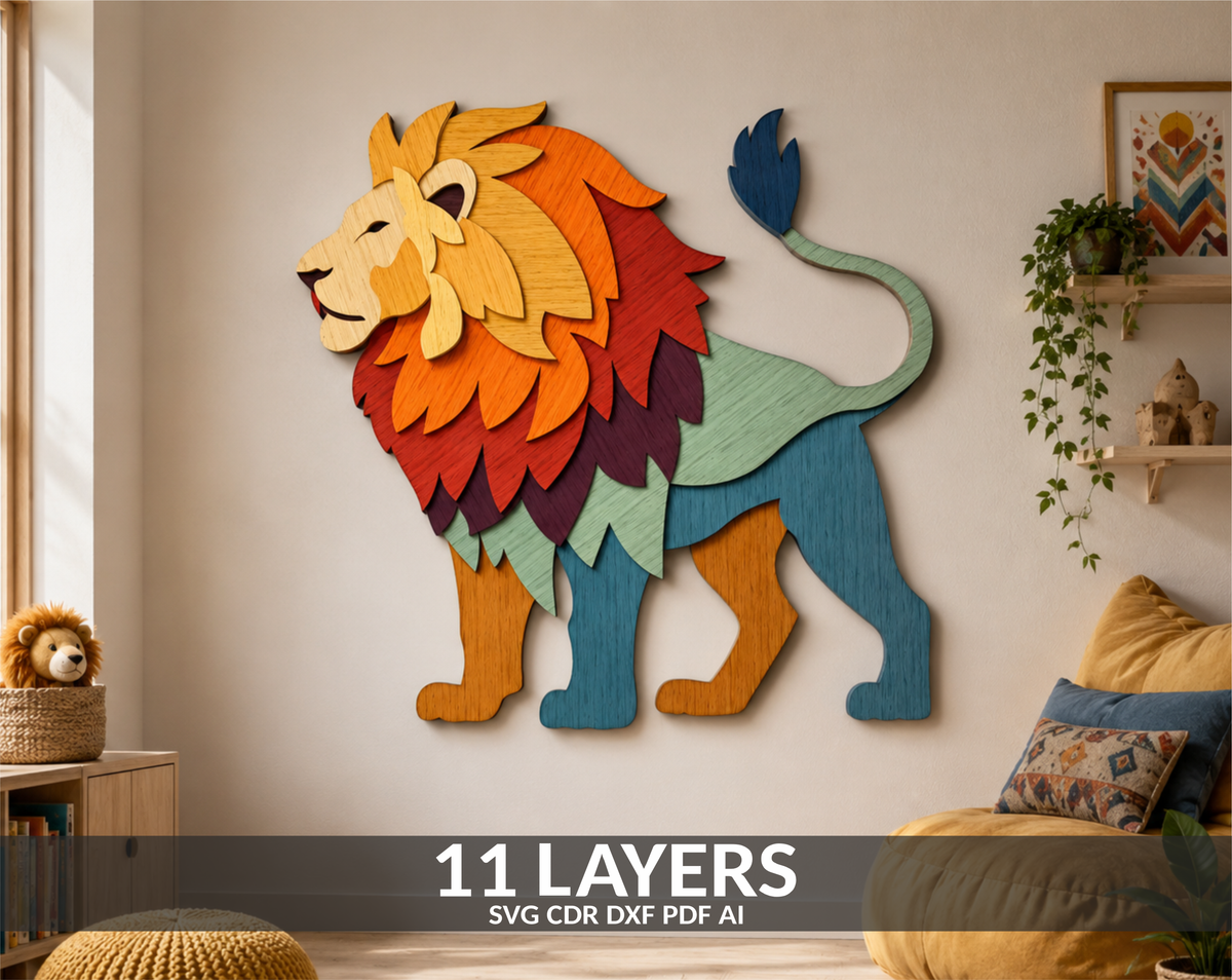 Lion SVG layered shadow box for Glowforge


