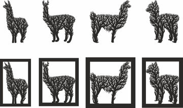 Lama & Alpaca Laser Cut Files – Mandala Tree Panels SVG/DXF for Plywood/Wood, Cricut & Glowforge Farm Animal Wall Art