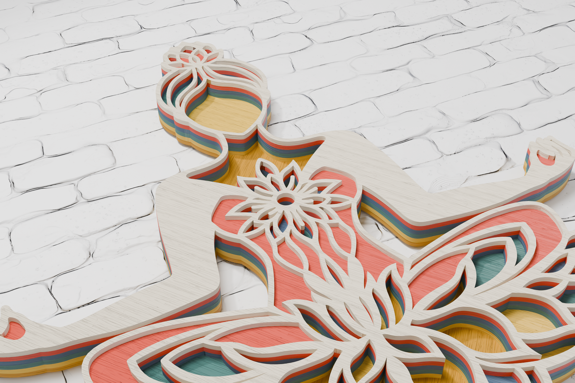 Lotus yoga mandala laser file for wood cutting

