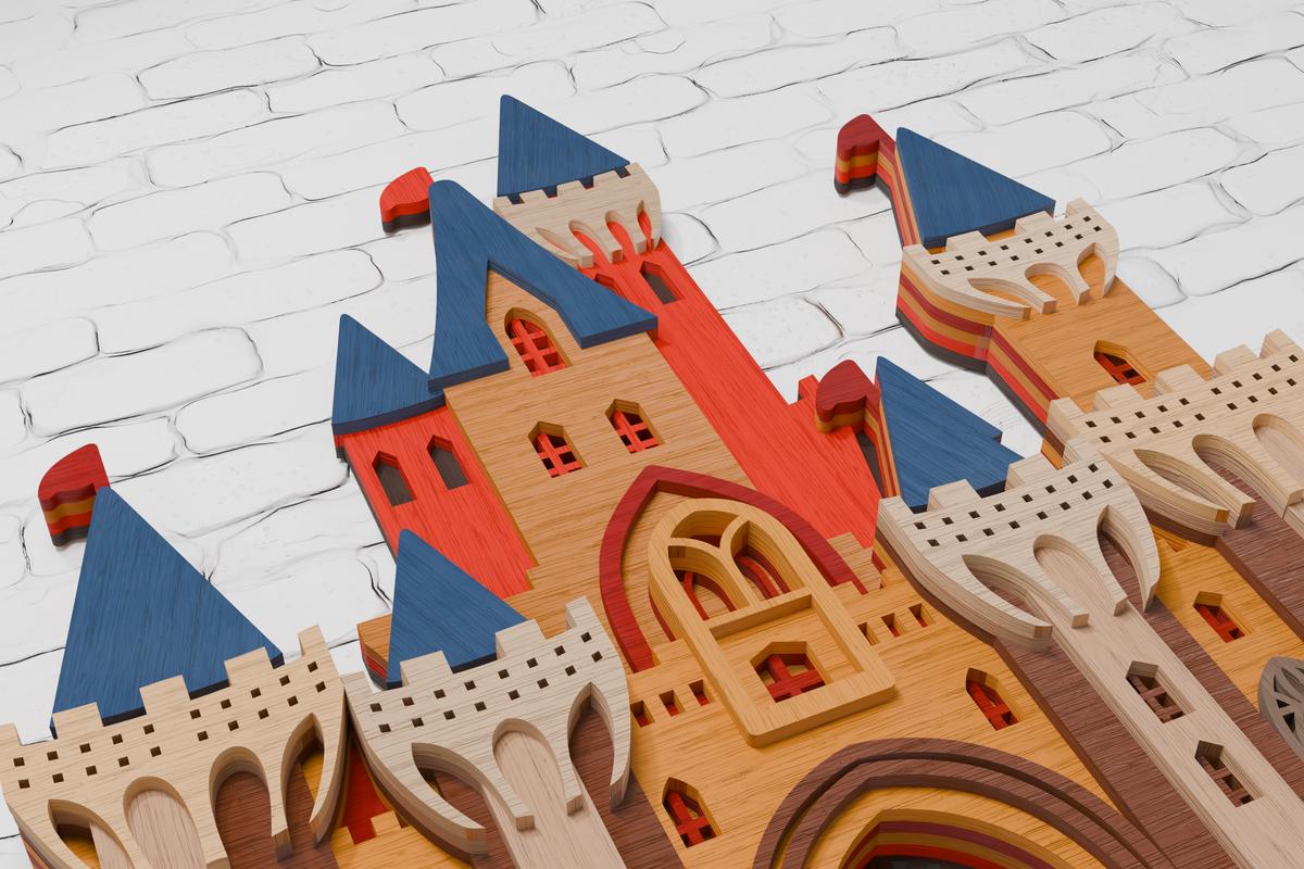 Medieval Castle layered design paper cardboard shadow box
