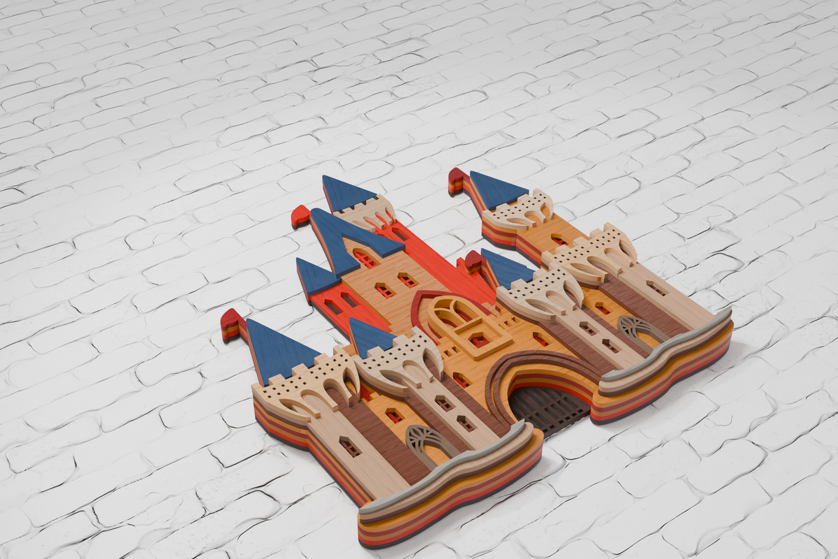 Medieval Castle layered paper plywood cardboard design