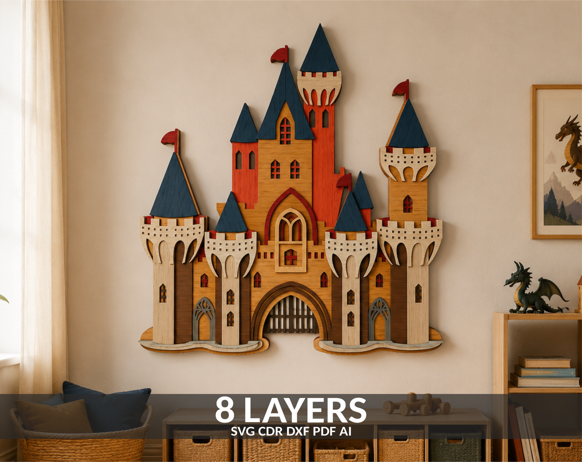 Medieval Castle multilayer layered SVG laser cut file