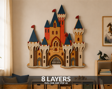 Medieval Castle multilayer layered SVG laser cut file