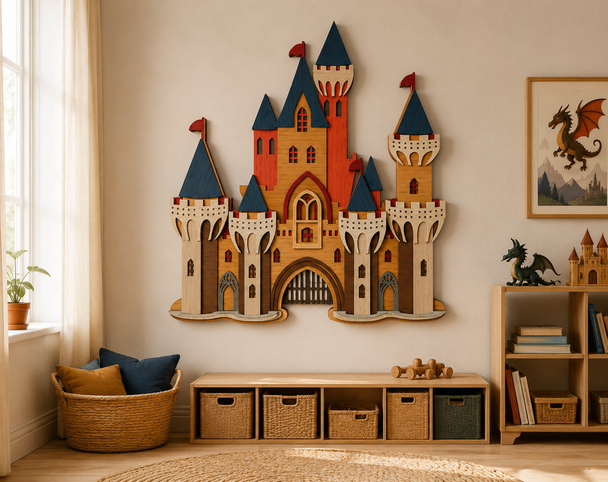 Medieval Castle shadow box SVG DXF for Glowforge