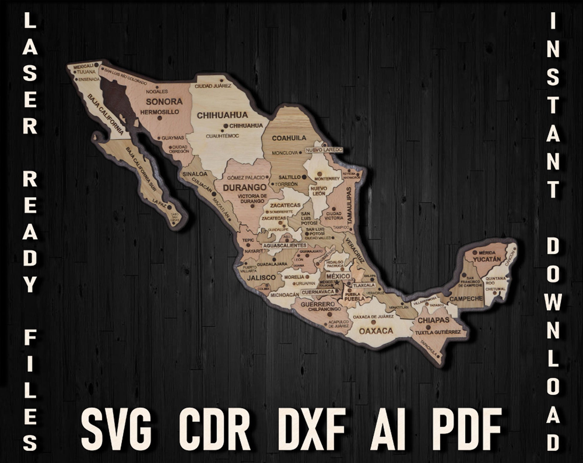 Mexico Map Laser Cutting