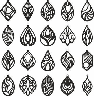 Minimalist Earrings SVG Bundle: Laser Cut Wood & Leather Jewelry DXF Templates for Xtool, Glowforge | Geometric Designs