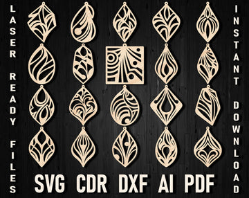 Minimalist Laser Cut Earring SVG Bundle: Geometric & Filigree Designs for Glowforge & Xtool (Digital Download)