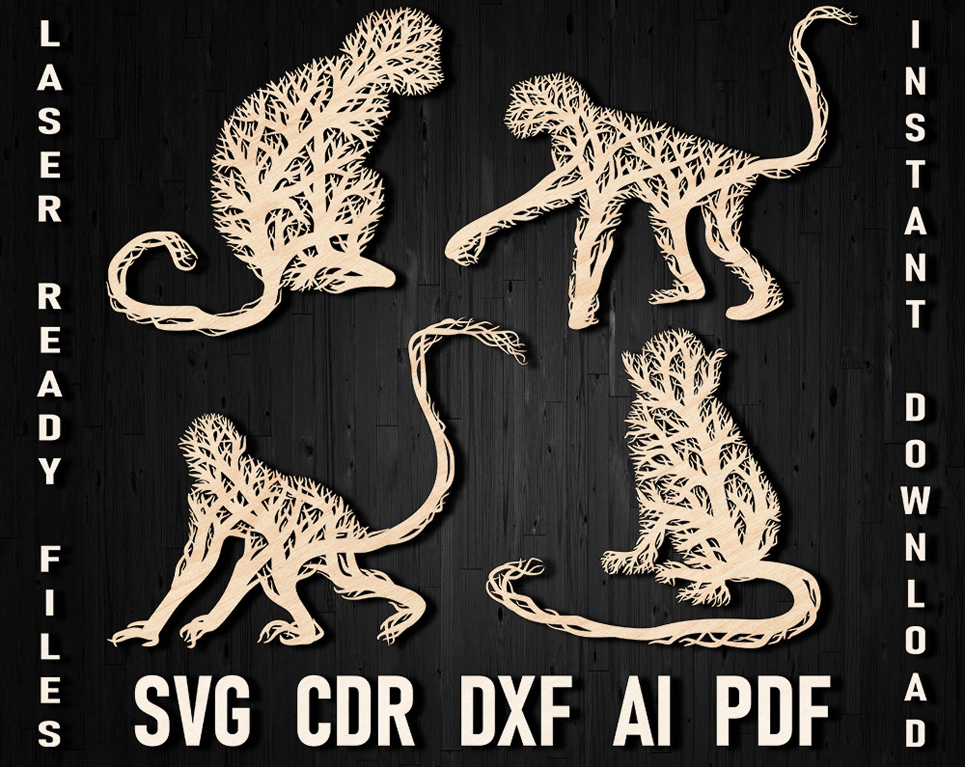 Monkey laser cut vector design