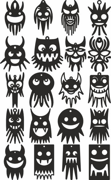 Halloween Monster Earrings SVG Bundle - Spooky Faux Leather Jewelry Templates for Laser Cutting Scary Ghost, DXF/PDF Files