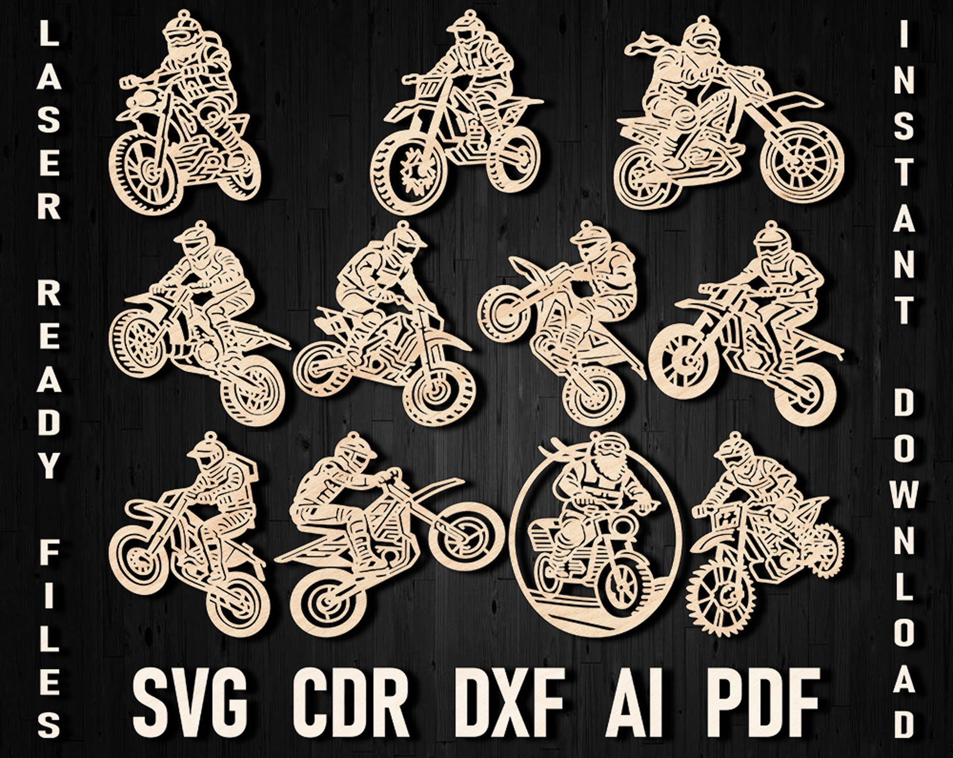 Motocross christmas laser cut svg files