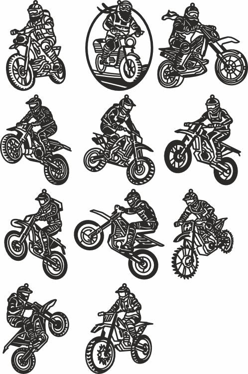 Motocross vector dxf ornament 