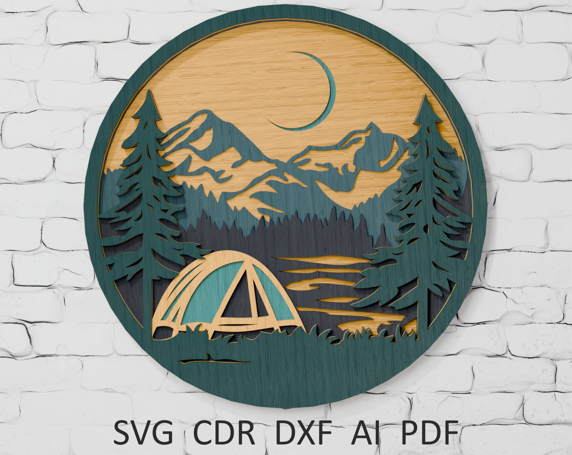 Mountain camping layered svg for glowforge

