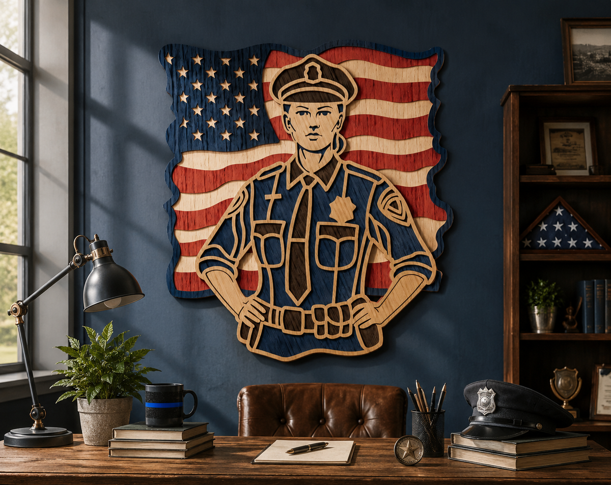 Multi layer Woman Police Officer digital file for Glowforge