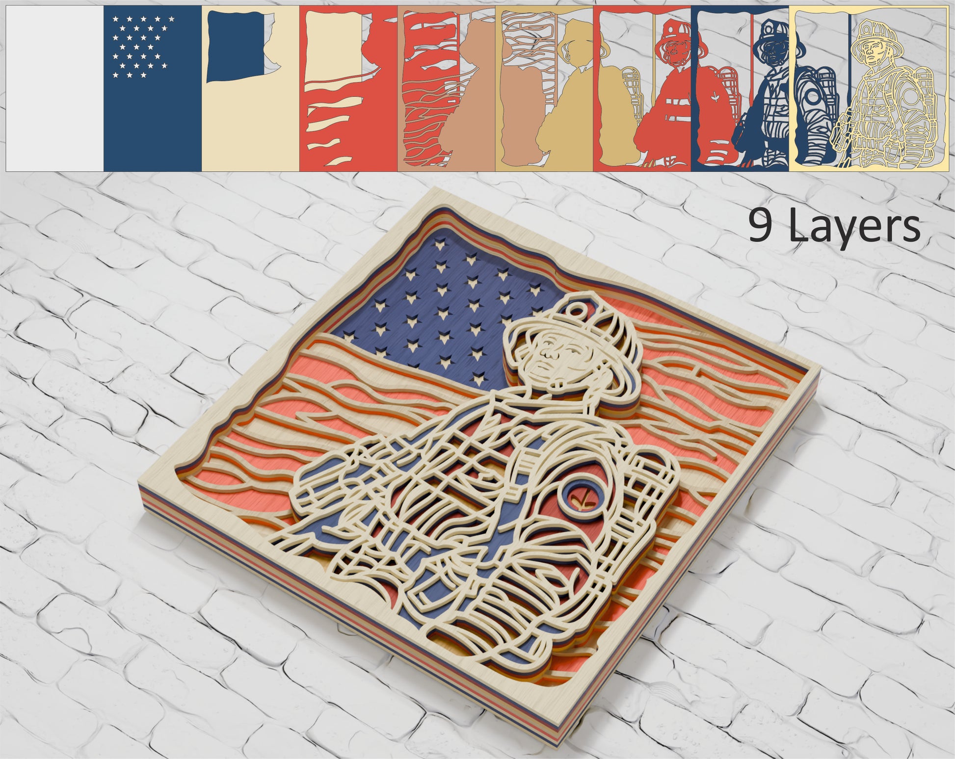 Multilayer-American-Flag-Firefighter-Shadow-Box-File