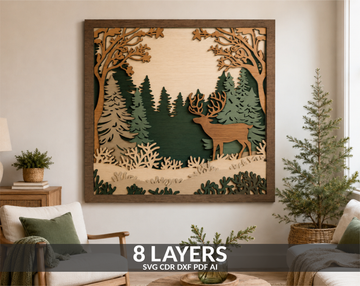 Multilayer-Deer-in-Forest-Shadow-Box-File