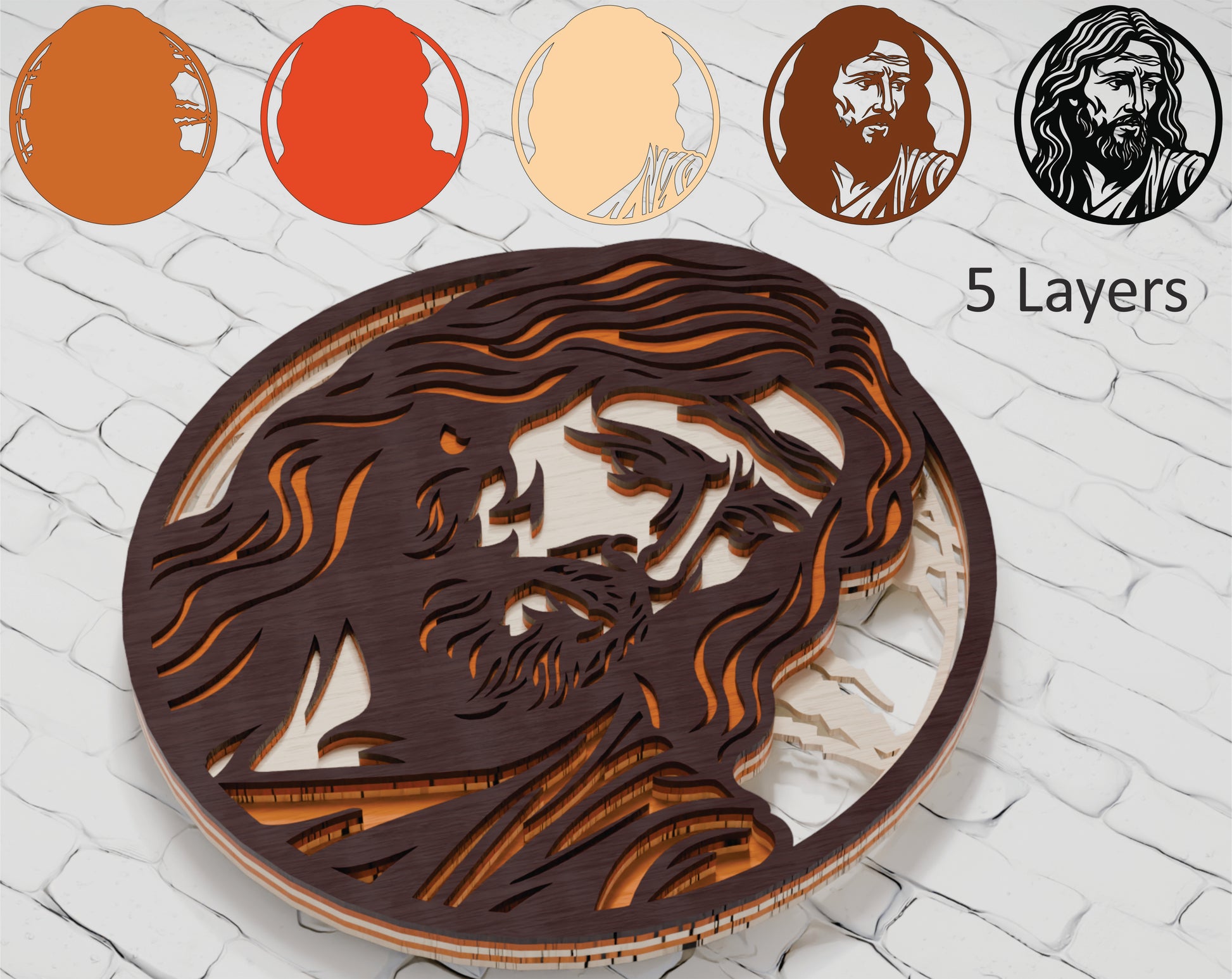 Multilayer-Jesus-Face-Laser-Cut-Design