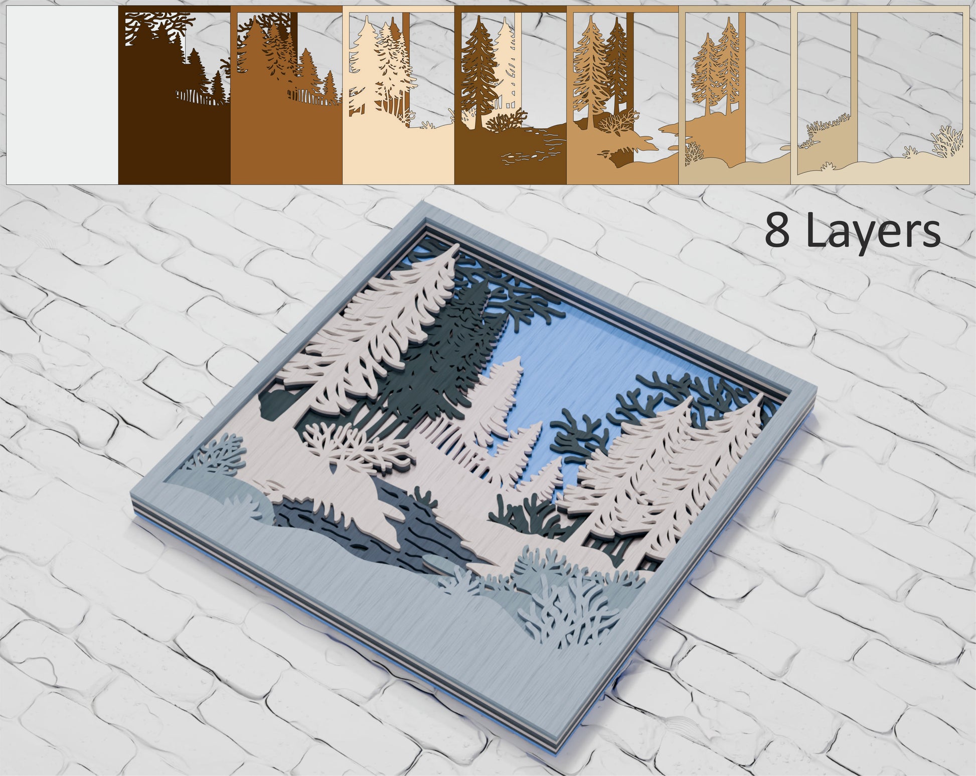 Multilayer-Winter-Forest-Shadow-Box-File